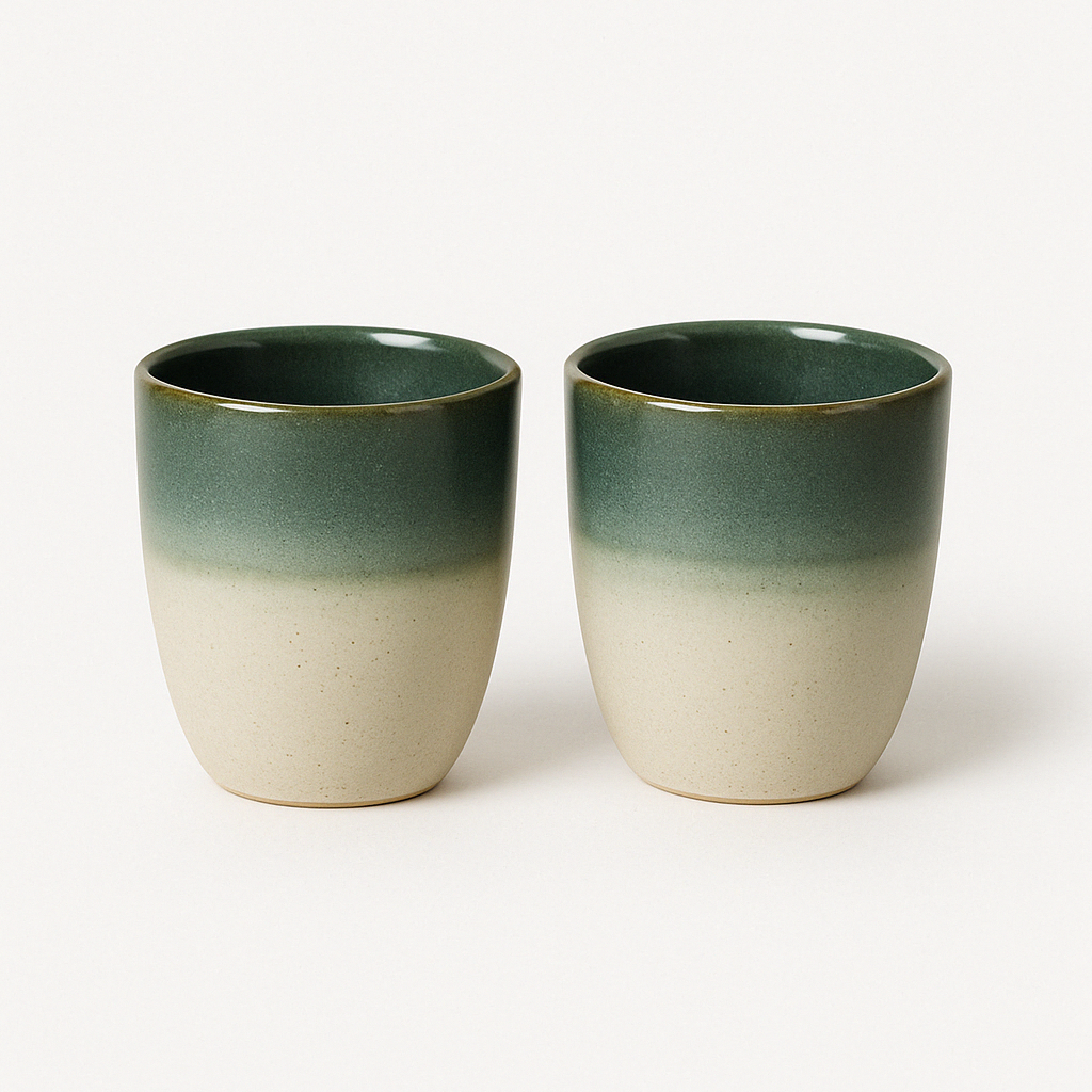Espressobecher „Kaffeekos“ – 2er-Set in Grüntönen